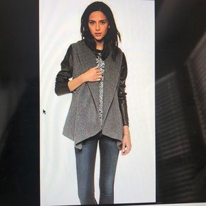 Theory Laura leather wool cashmere jacket